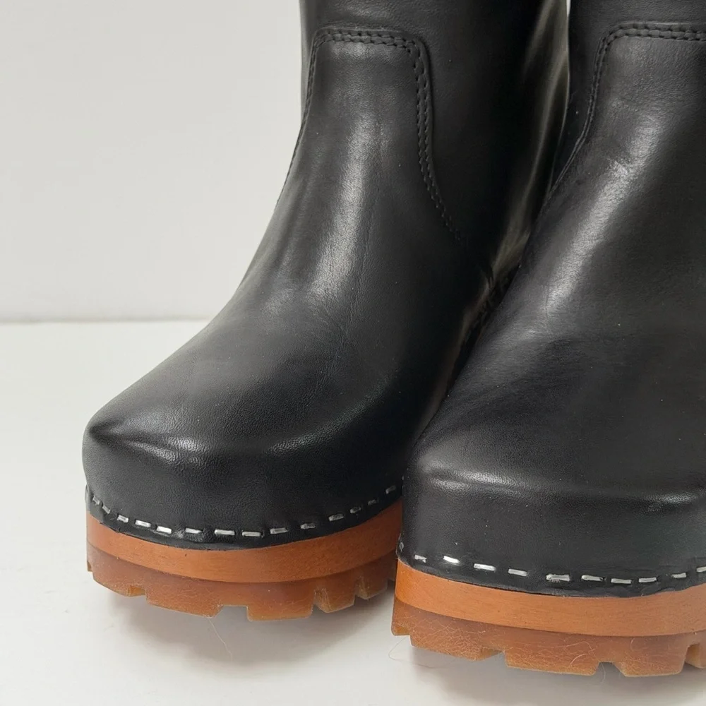 Swedish Hasbeens Black Heeled Boots NIB - Picture 6 of 9